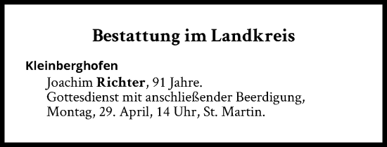 Traueranzeige von Bestattungen vom 29.04.2024 von Süddeutsche Zeitung